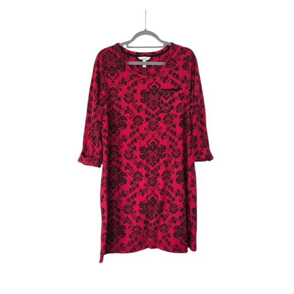 Soma Red Black Paisley Print Cotton Modal Stretch Sleepshirt Pajamas, Size Large - Picture 2 of 14